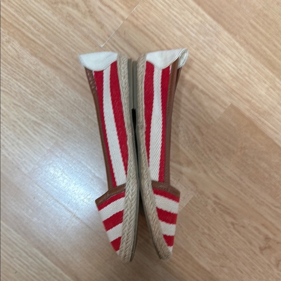 Corkys Red and White Espadrilles with Brown Trim - Picture 3 of 9